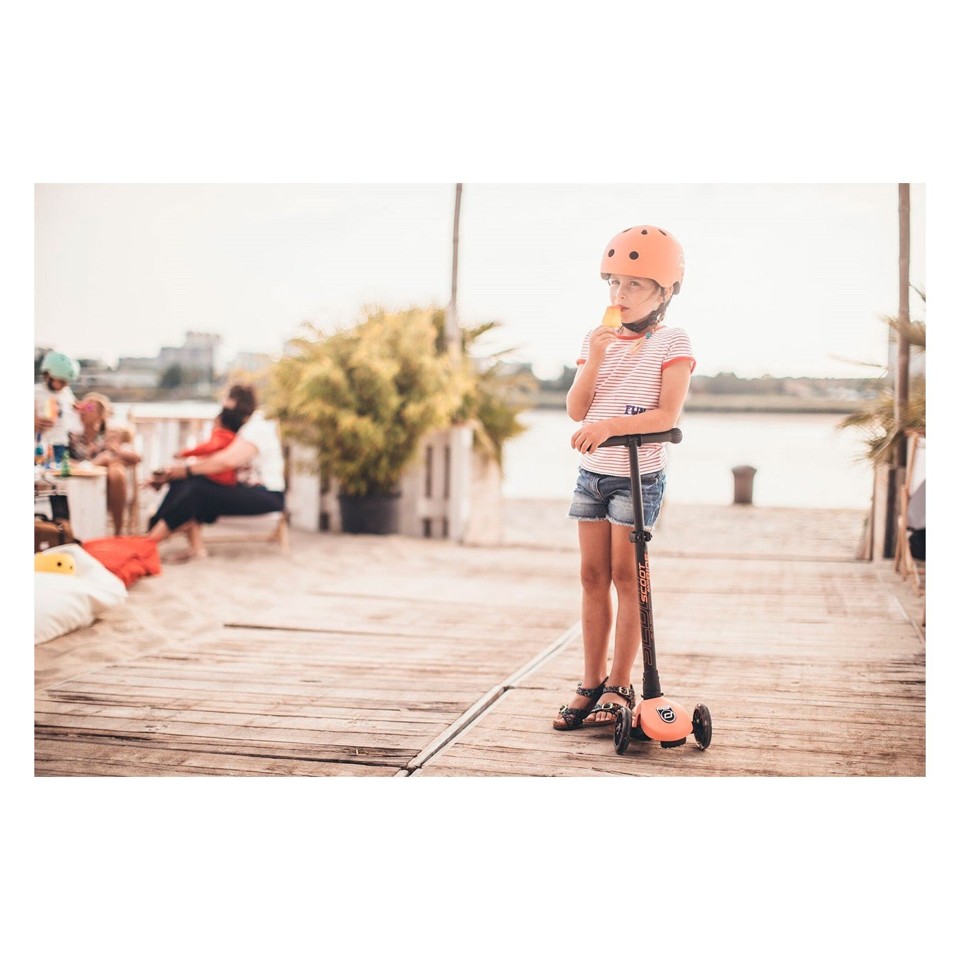 Scoot & Ride - Highwaykick 3 LED + Børnehjelm S-M - Peach (Bundle).
