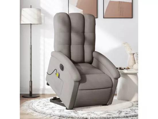 Fauteuil inclinable massant électrique Taupe Tissu