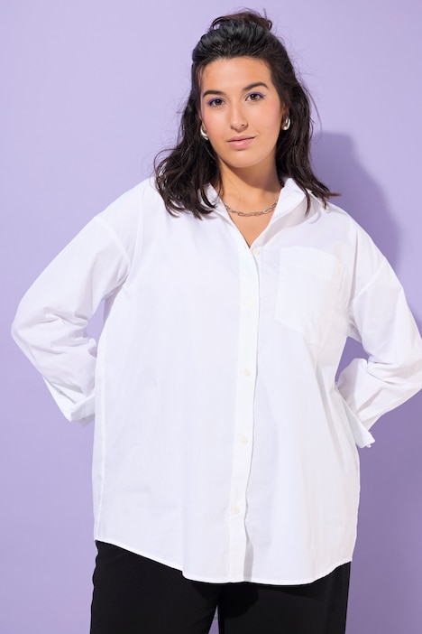 Hemdbluse, oversized, Rücken-Print