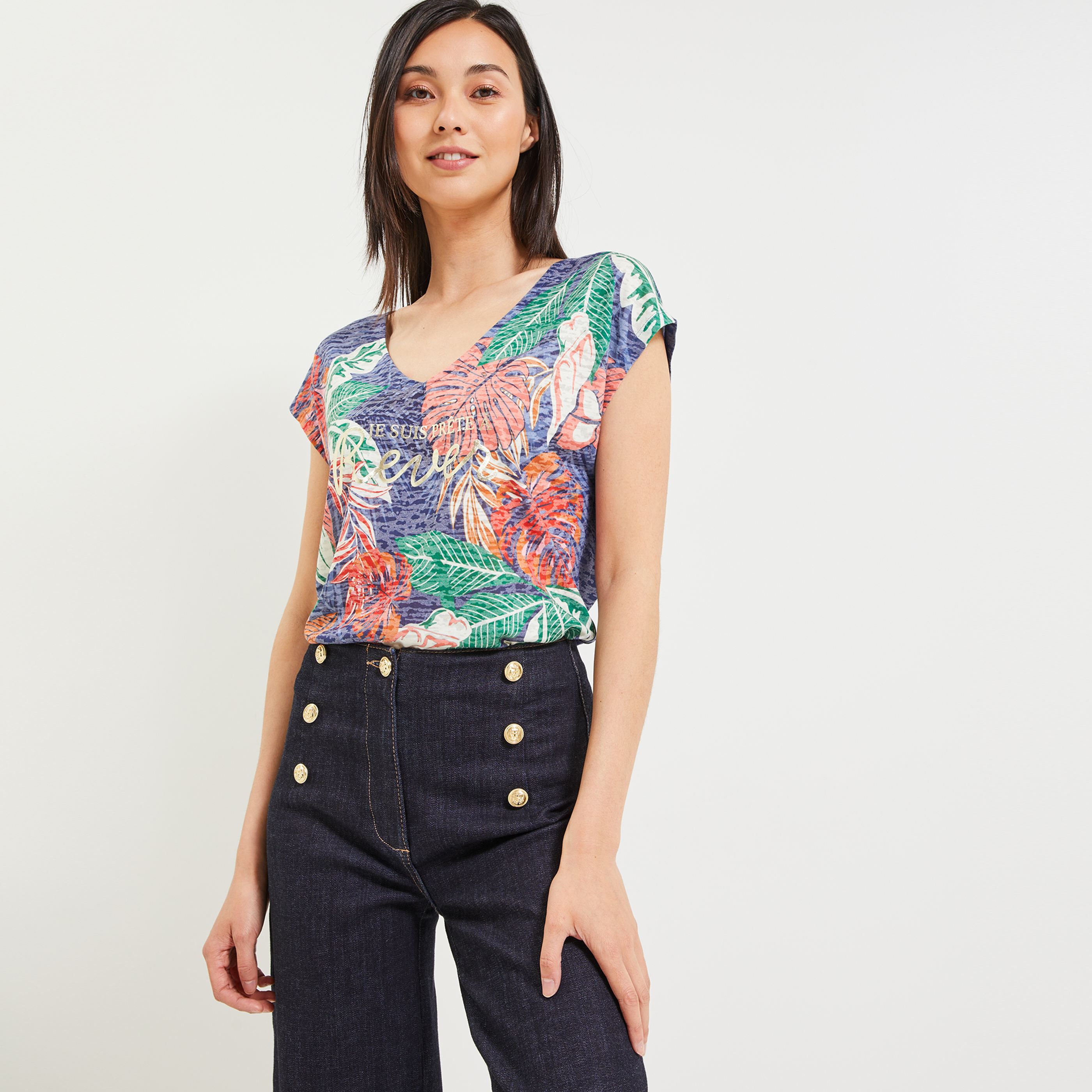 Tshirt imprimé femme - MARINE