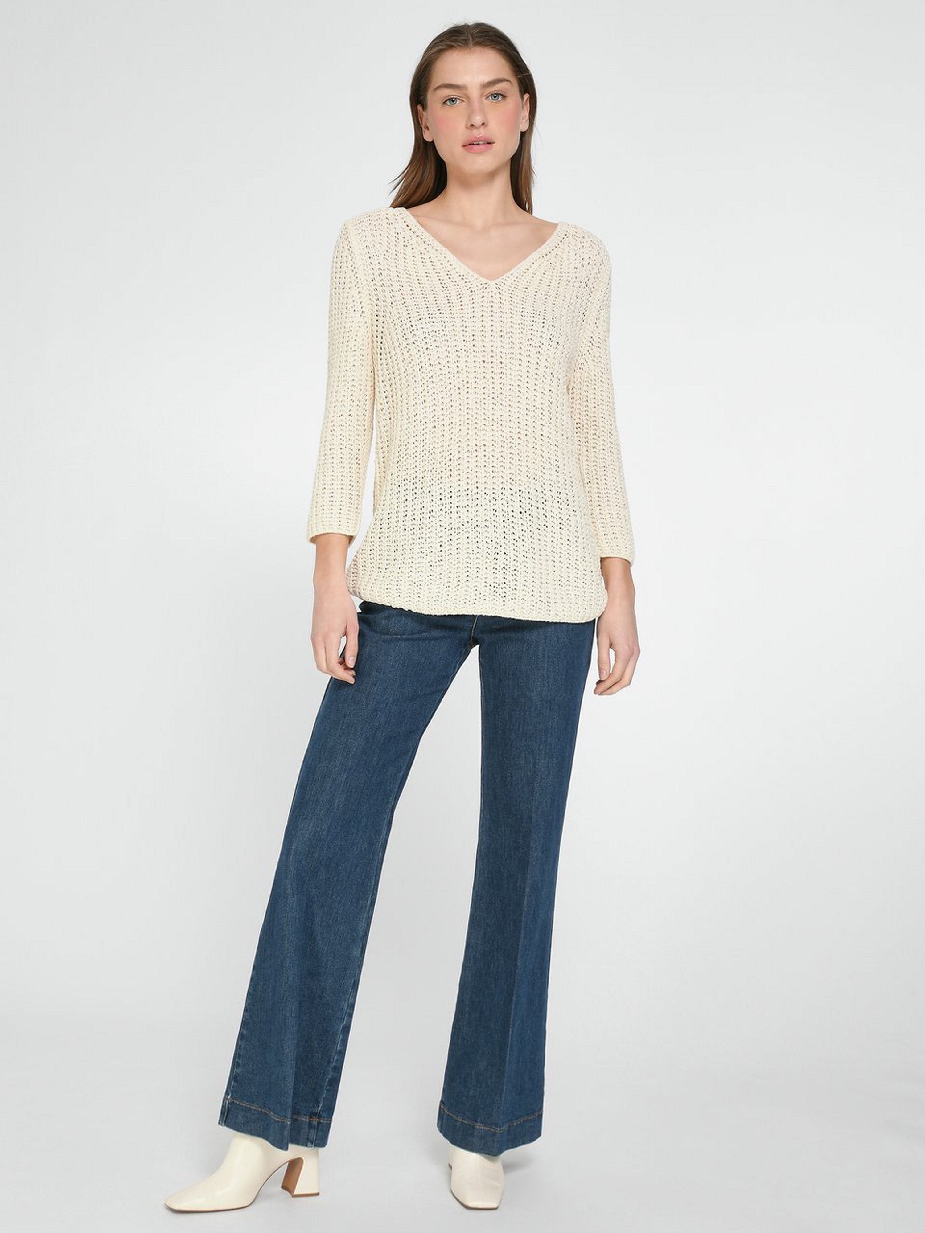 V-Pullover mit 3/4-Arm