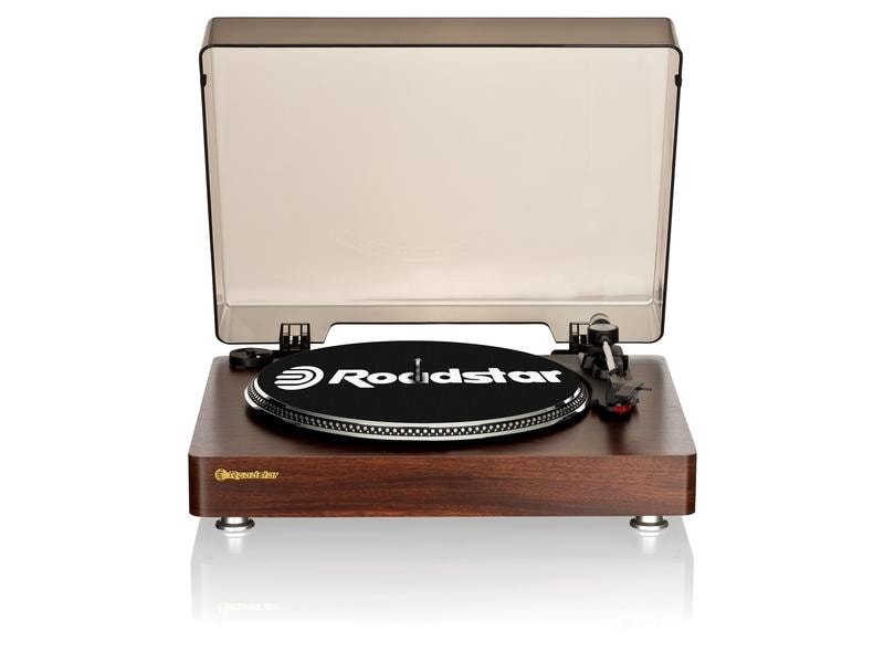 Roadstar Plattenspieler mit Bluetooth TT-385BT-T Braun Plattenspieler Vintage Style 33, 45 oder 78,U/min., Riemenantrieb, Bluetooth, Pre-Amplified LINE OUT