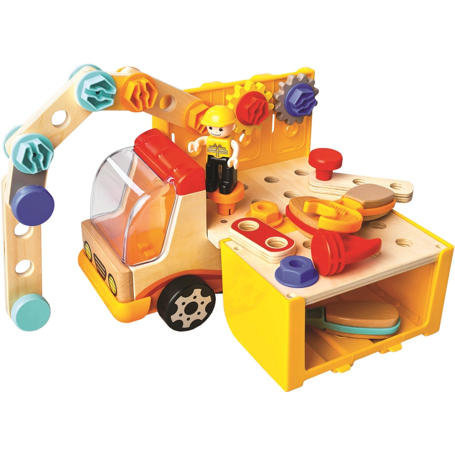 Bino Holz-Multiauto mit Werkzeug