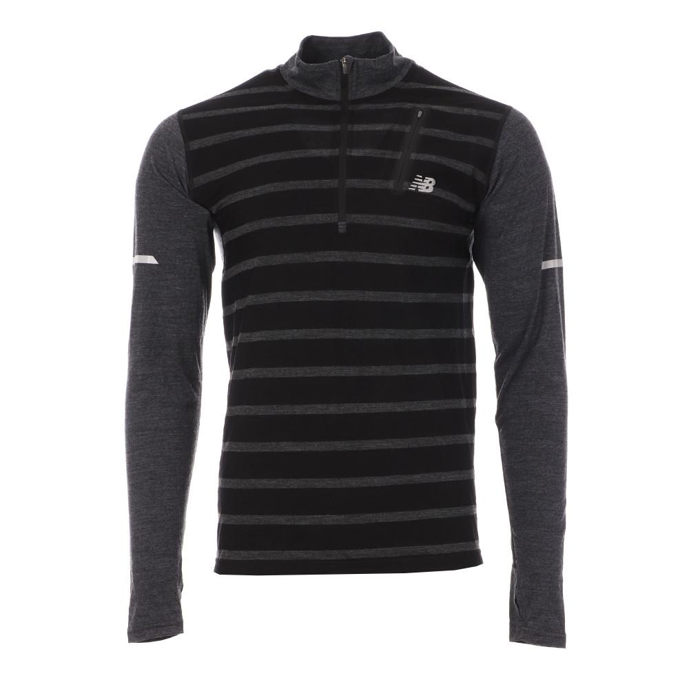 New Balance Sweat 1/2 Zip Noir/Gris Homme New Balance MT63206