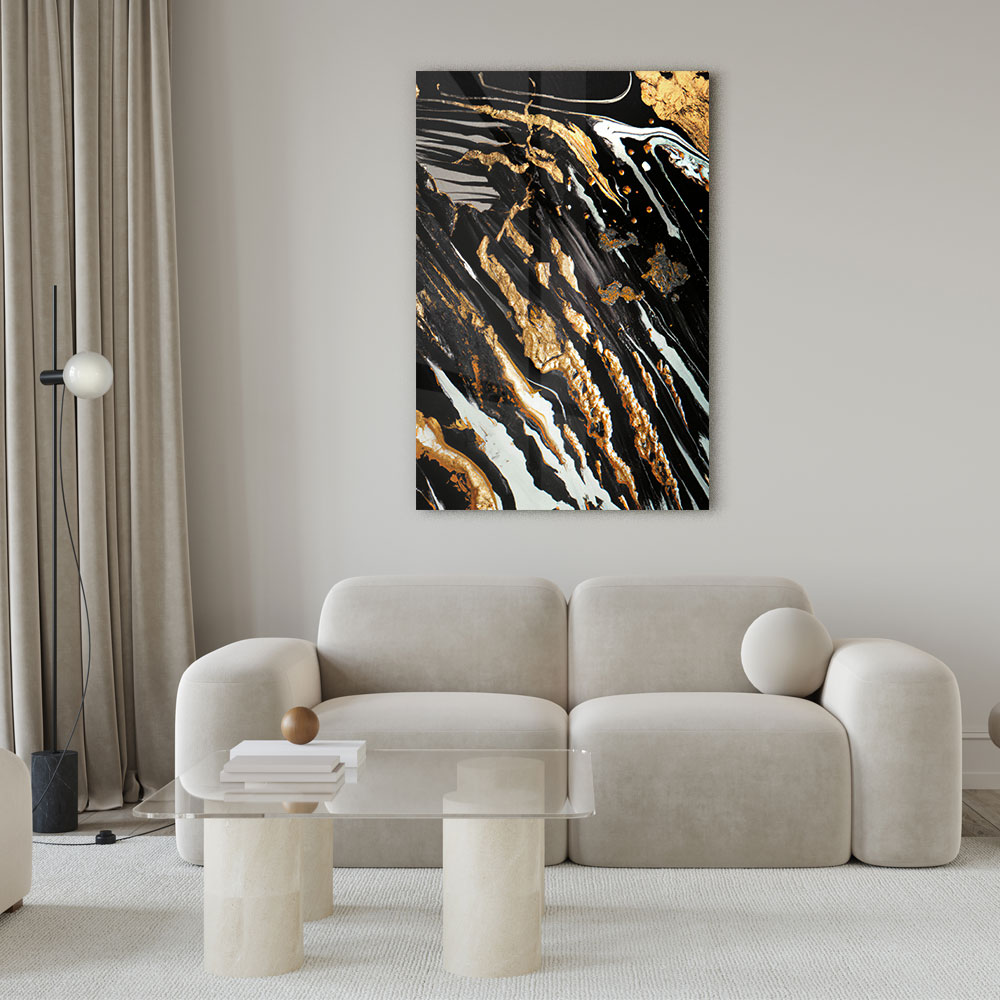 Walljar acrylglas schilderij - Golden paint Acrylglas schilderij - 50 x 70 cm