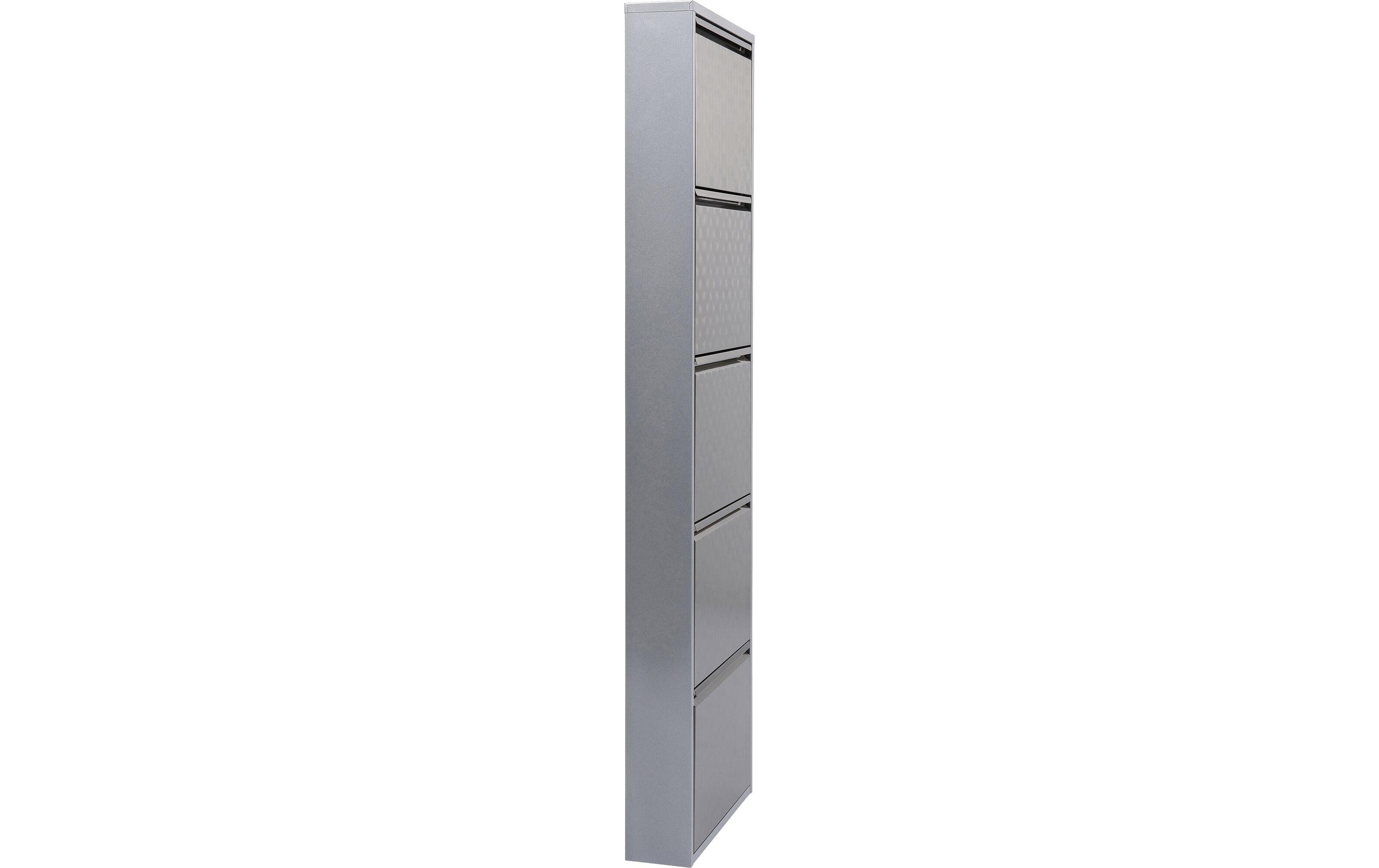 Schuhschrank Caruso 5-er, 50 x 170 cm, Silber<br>Schuhschrank