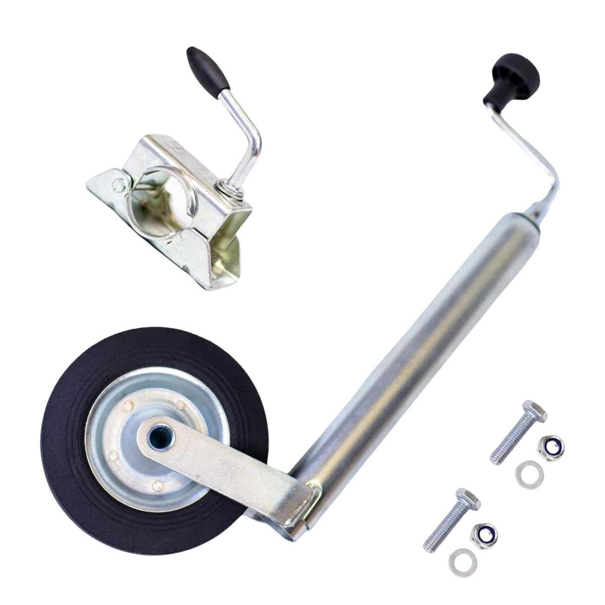 Aanhangwagensteunwiel 150kg incl. klembeugel Ø48mm & bevestigingsmateriaal