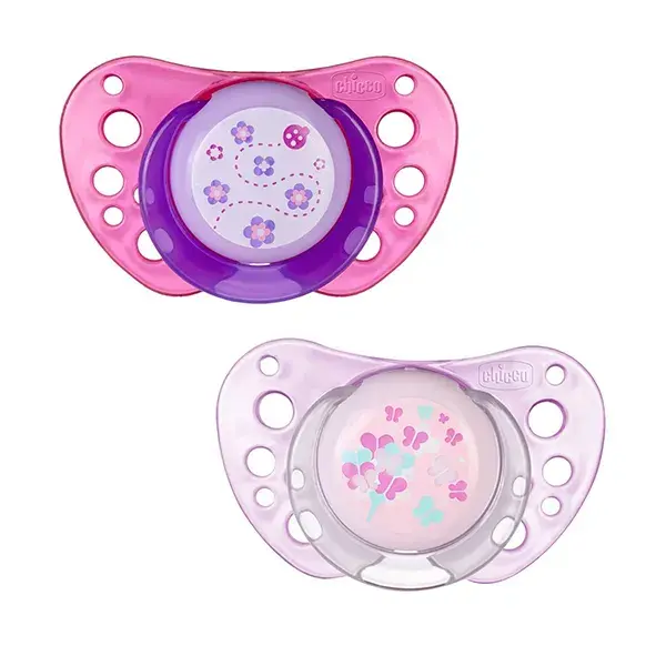 Chicco Physio Forma Air Sucette Silicone +6m Coeur Pomme Lot de 2 + Boite de Stérilisation