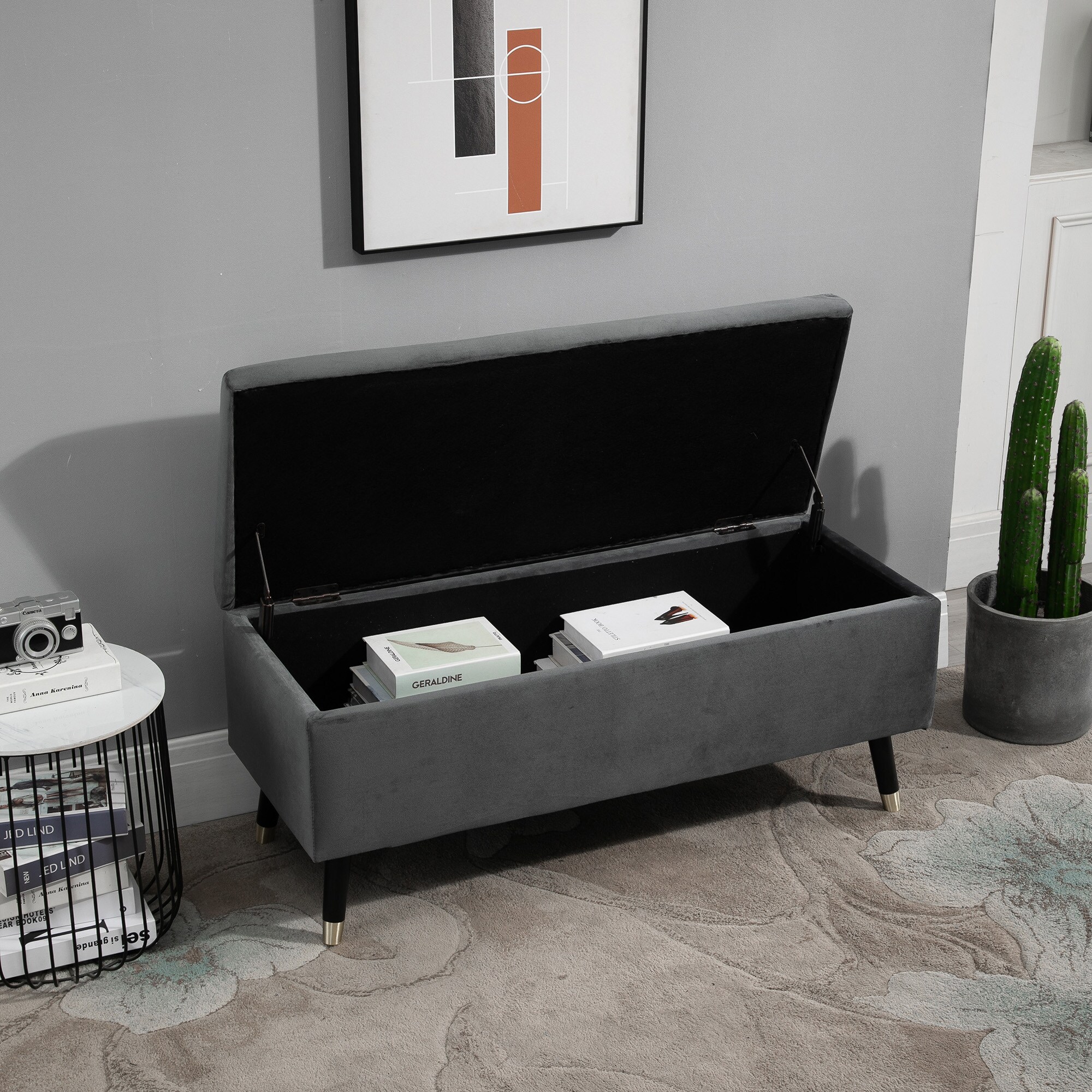 HOMCOM Sitzbank mit Stauraum grau 110 x 43 x 45 cm (BxTxH)