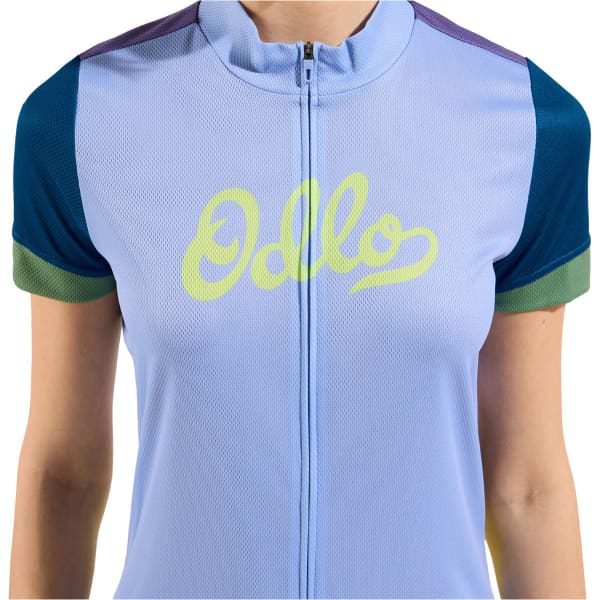 Maillot vélo ODLO ESSENTIAL ODLO PRINT S/U COLLAR S/S FULL ZIP W BLUE HERON