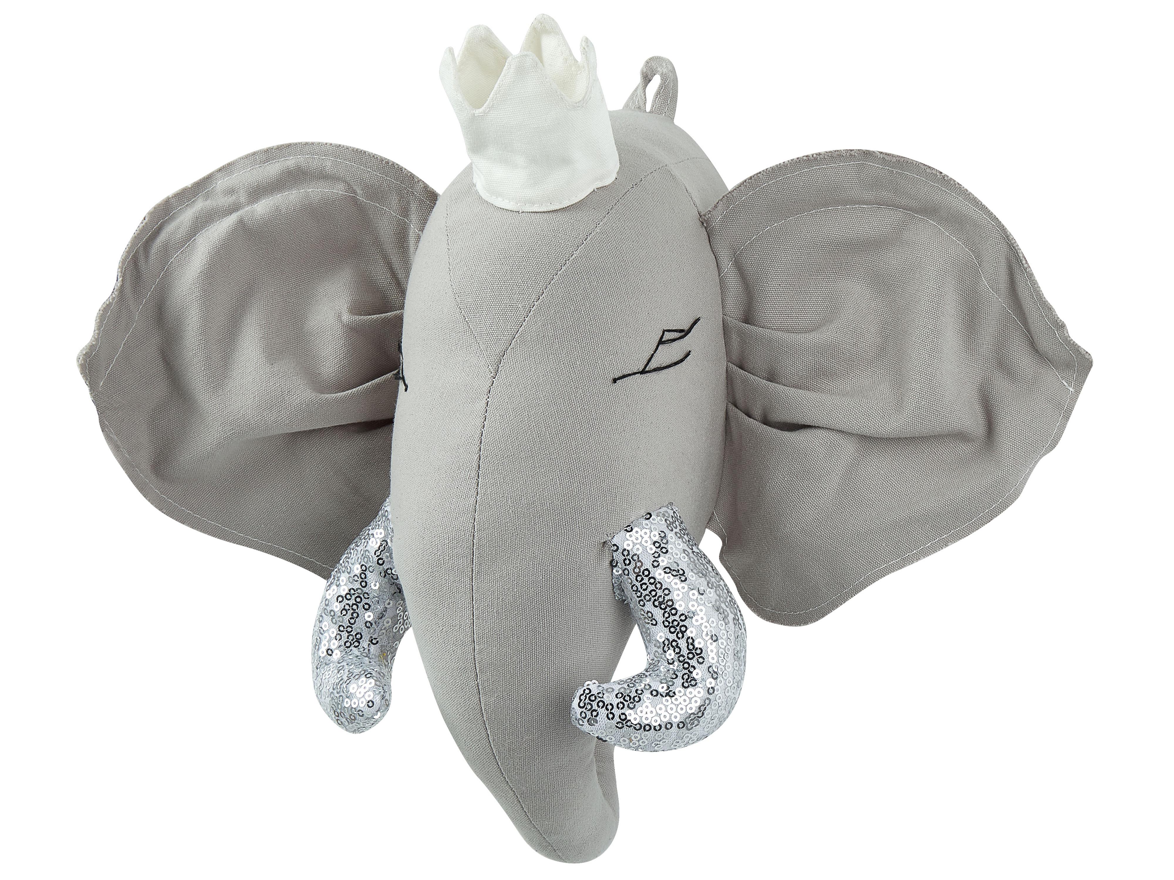 Wanddecoratie voor kinderen Olifant TANTOR Katoen 33 cm Grijs