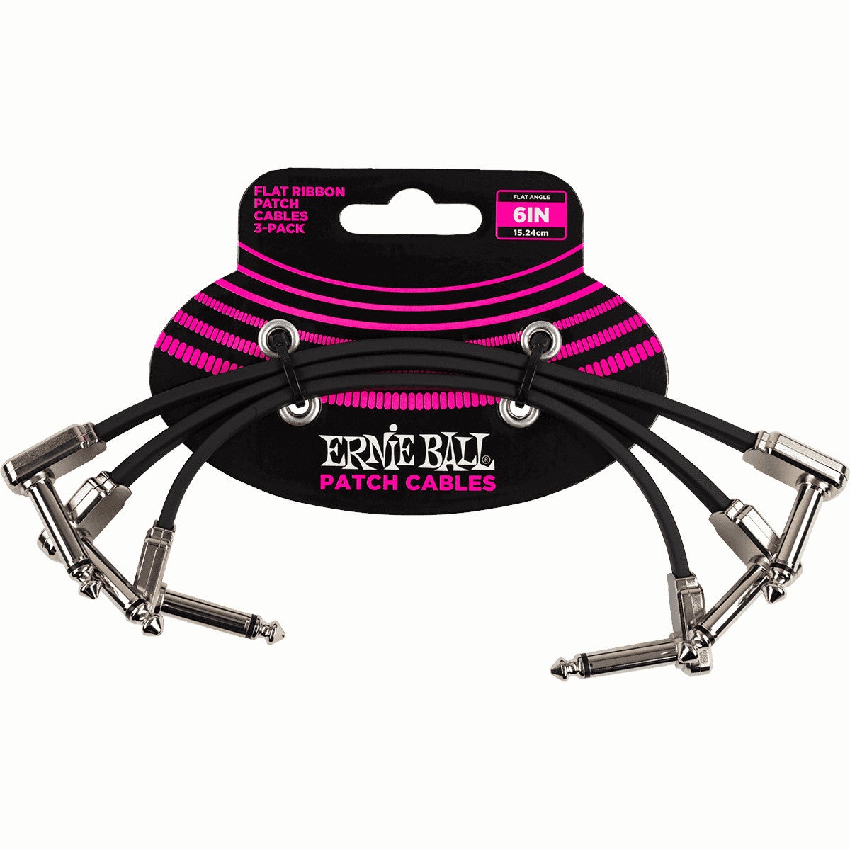 Ernie Ball 6221 Flat Ribbon Patch Cables patchkabels haaks 15 cm (set van 3)