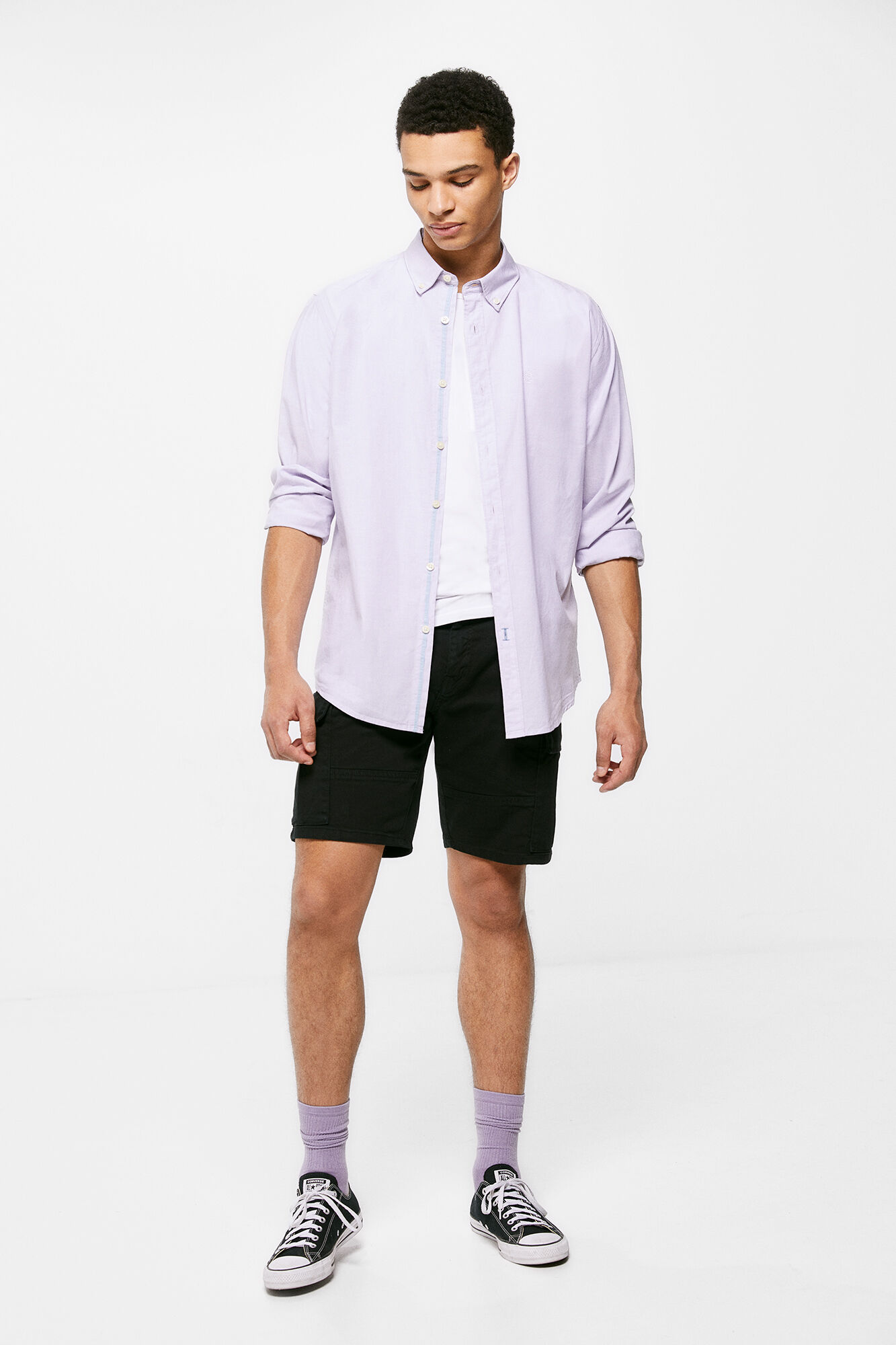 Camisa roxa de arame a arame