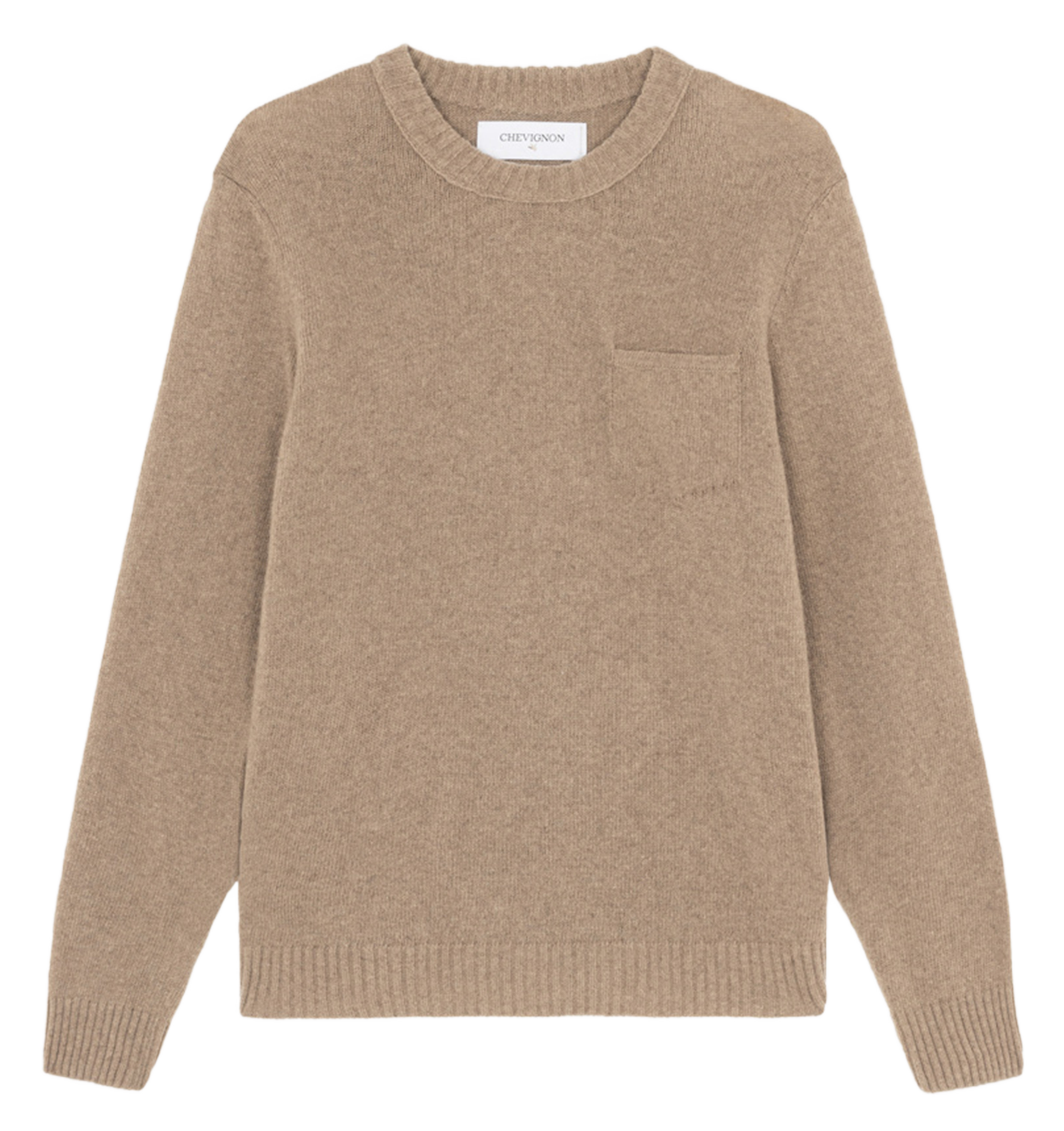 POCKET - Pull col rond droit en laine mélangée | Beige