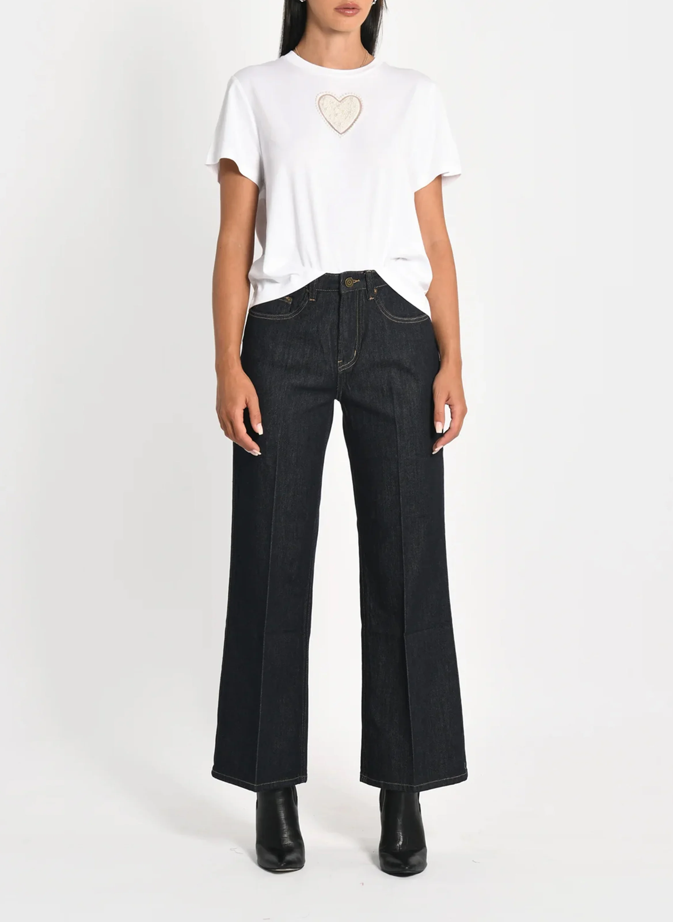 NINA - Tee-shirt col rond en coton | Blanc