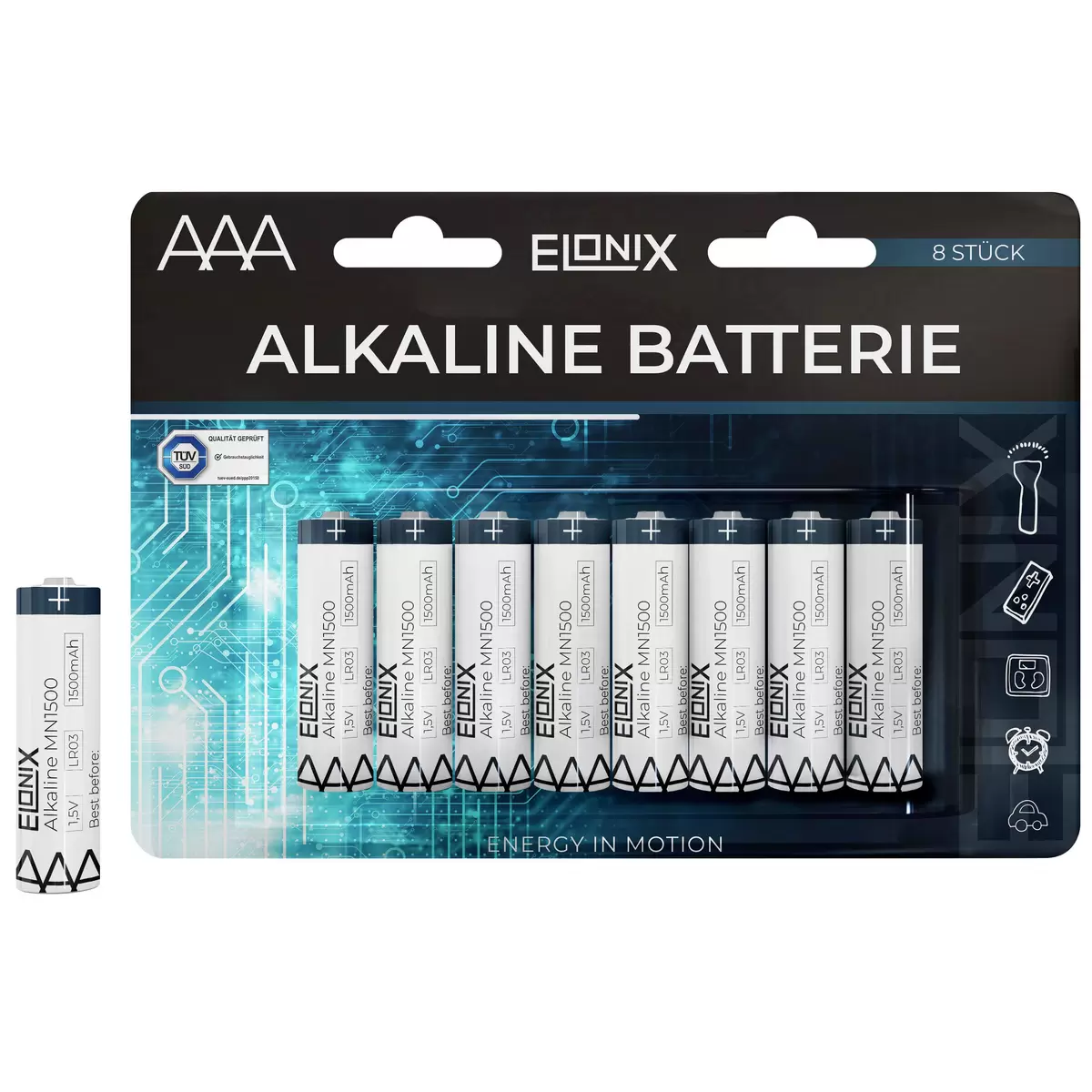 Batterie 8er Pack AAA Elonix Alkaline