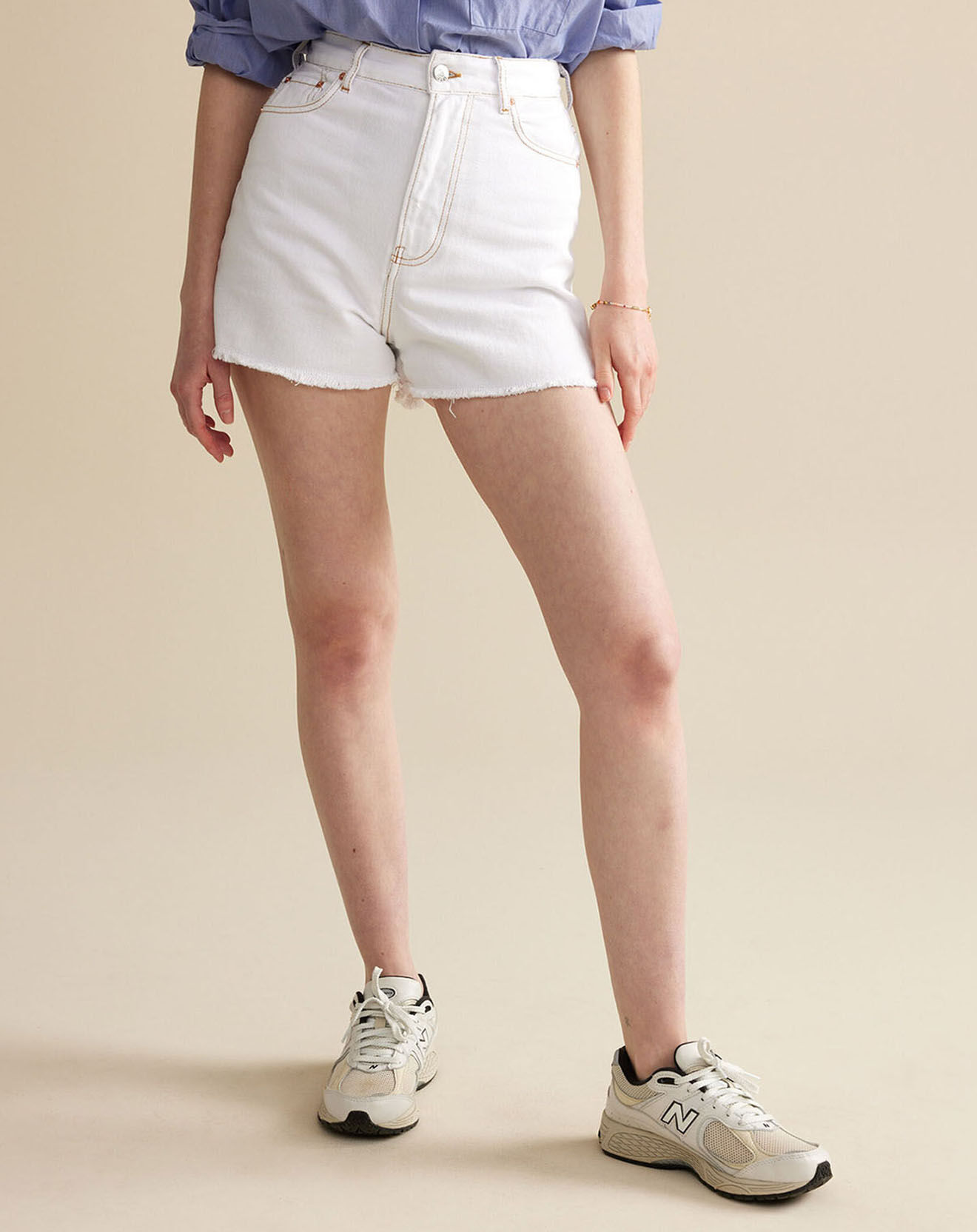 Bellerose Short en jean 100% Coton Bio Party blanc
