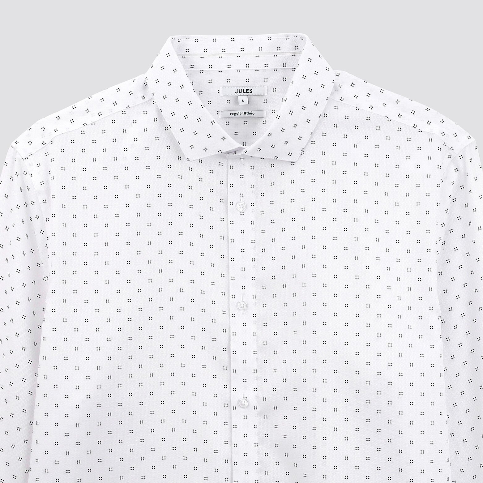 Chemise regular sans repassage coton jacquard Blanc
