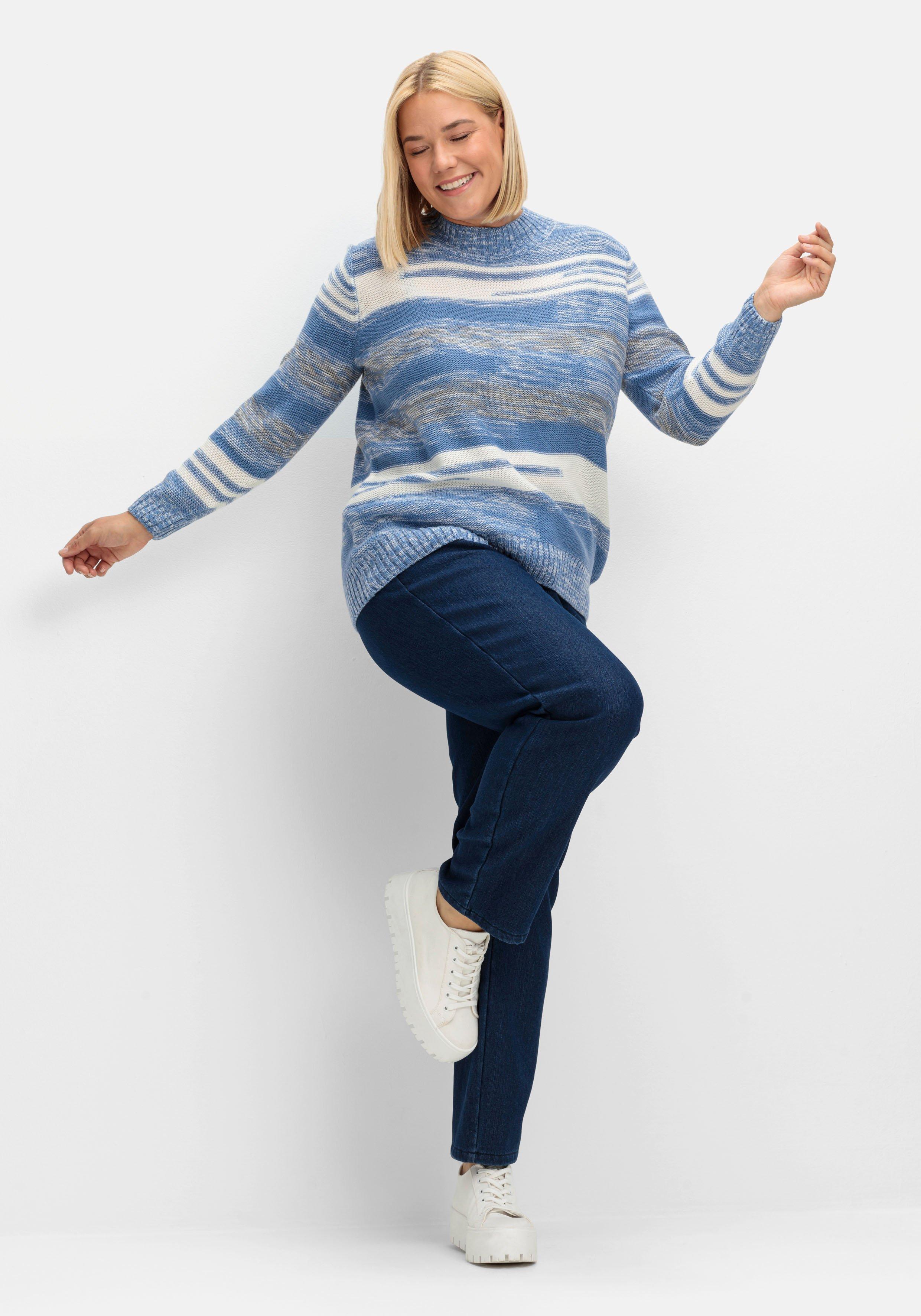 Pullover mit Stehkragen und Blockstreifen