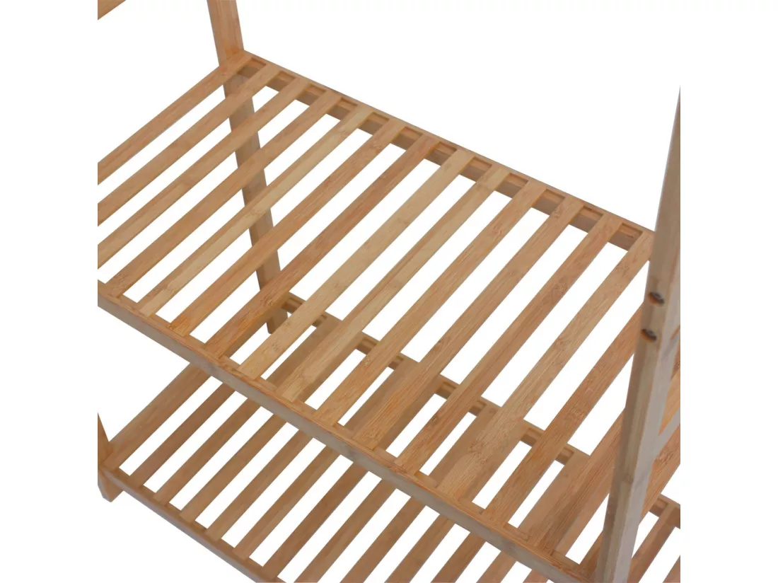 Porte-manteau, étagère à chaussures en bambou avec étagère 160x68x35cm O91