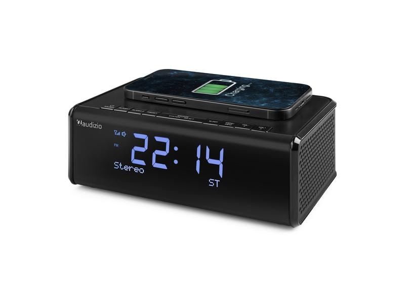 Audizio Radiowecker Cuneo Schwarz DAB -Radiowecker mit kabelloser Aufladung