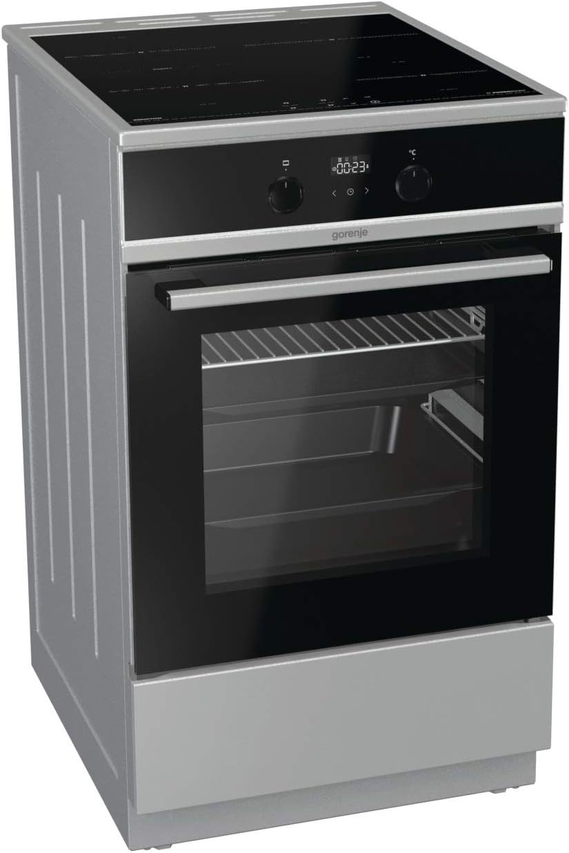 Gorenje GEIT5C61SPG Standherd mit Induktionskochfeld, 50 cm, 70 Liter,Silber, PerfectGrill, AirFry, FrozenBake, Pizza Mode 300°C, AquaClean, Made in Europe, inox