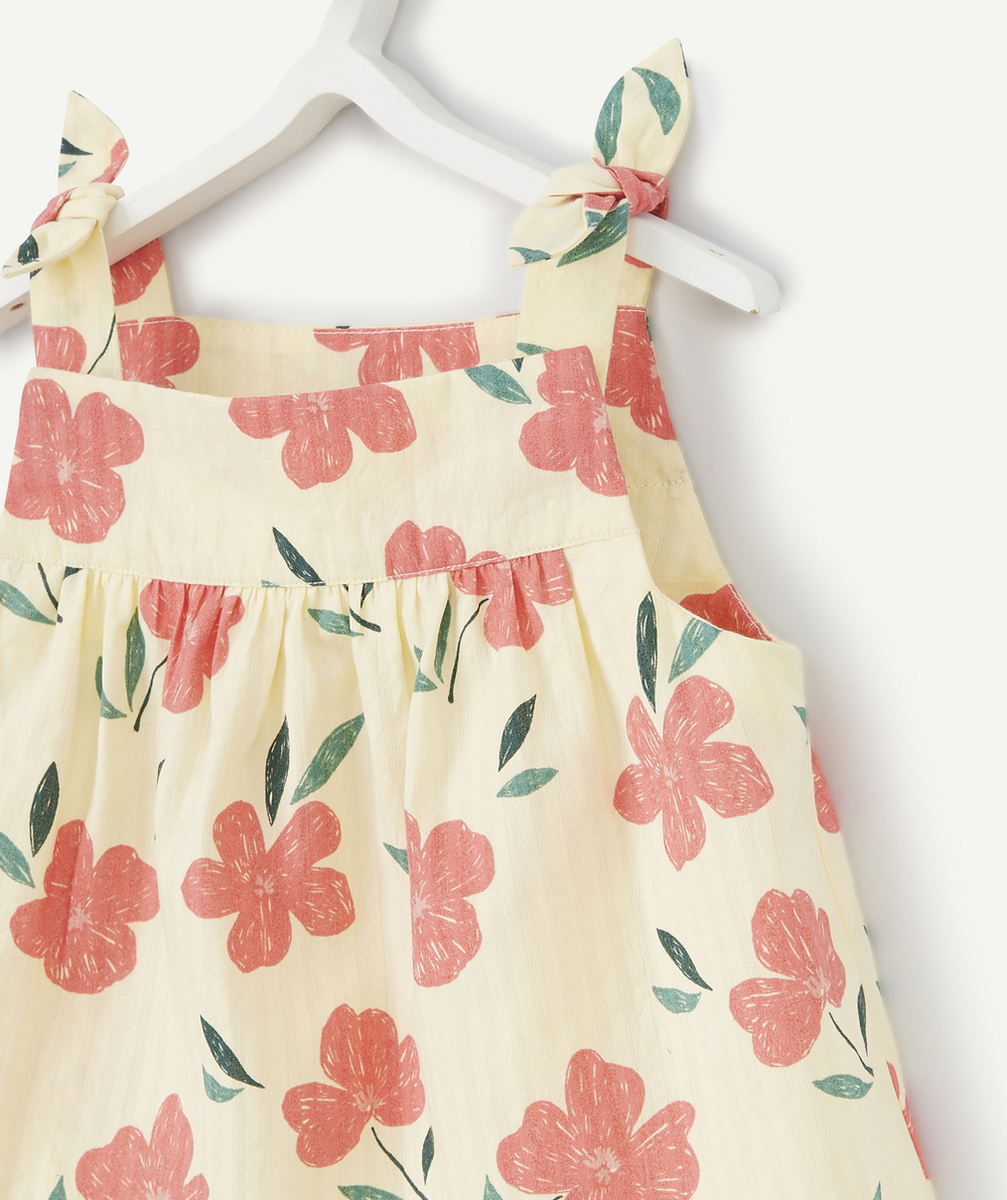 BLOUSE BÉBÉ FILLE JAUNE EN COTON ET IMPRIMÉE AVEC FLEURS