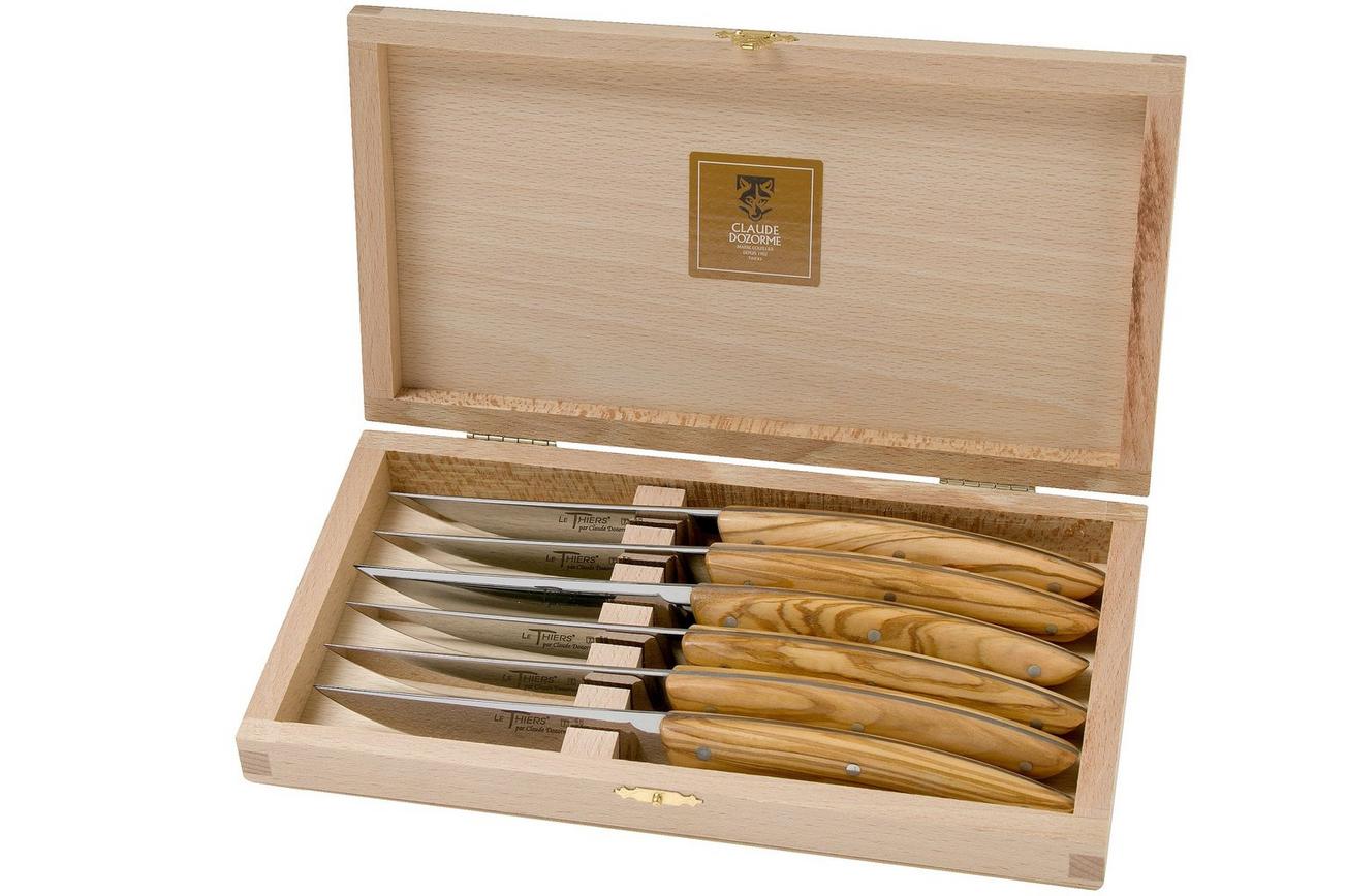 Claude Dozorme Le Thiers steakmesset 6-delig, olijfhout