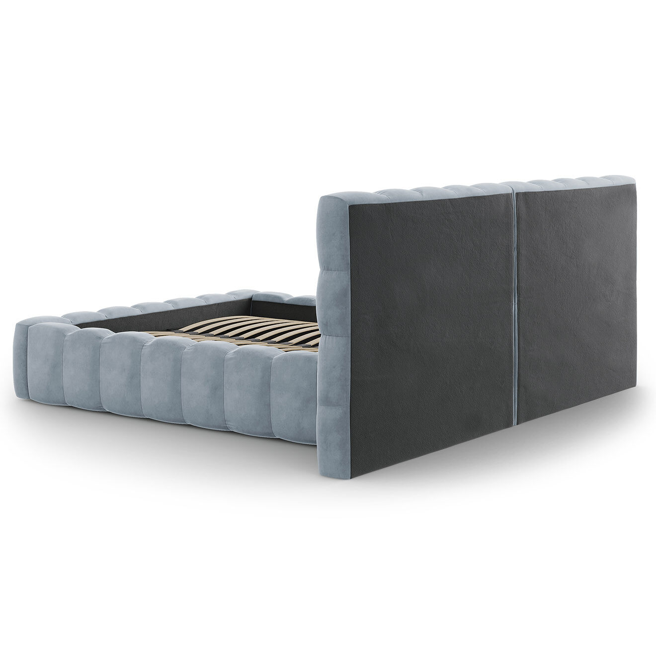 Cosmopolitan Design Lit avec coffre de rangement Bali Velours bleu clair - 160x200 cm