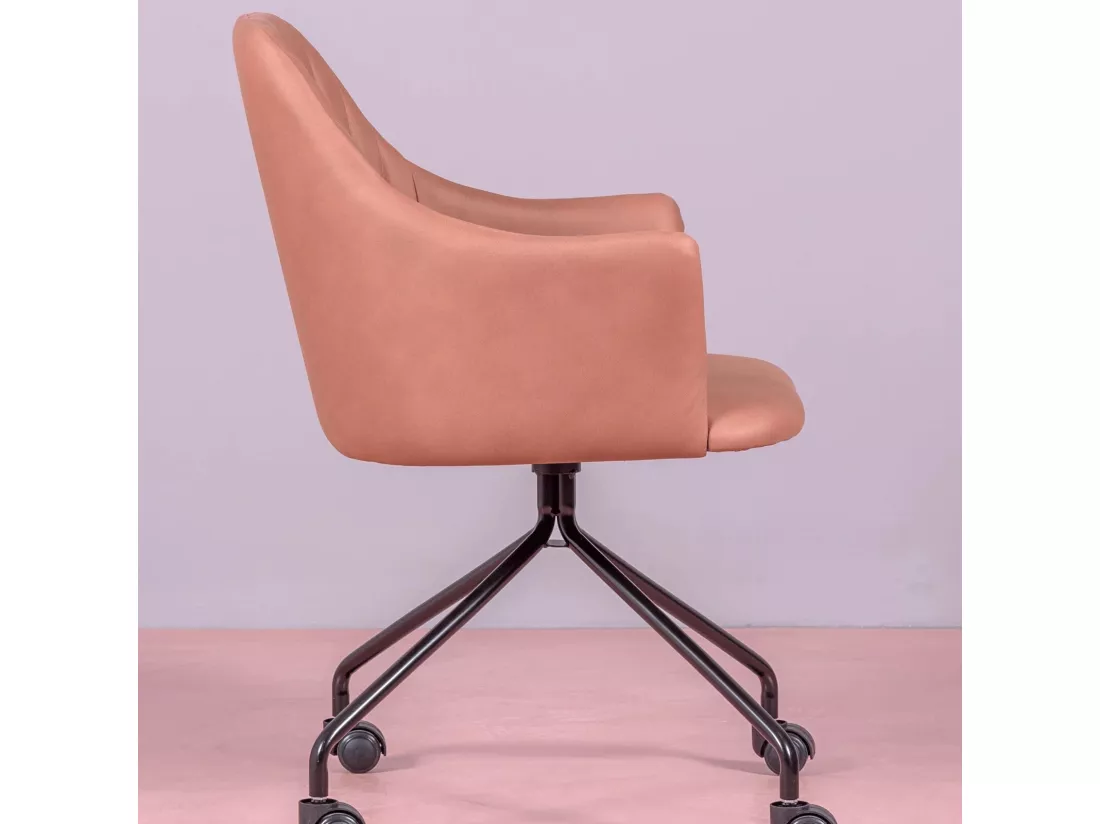Chaise de bureau rembourrée en tissu vintage - Skyline - Orange