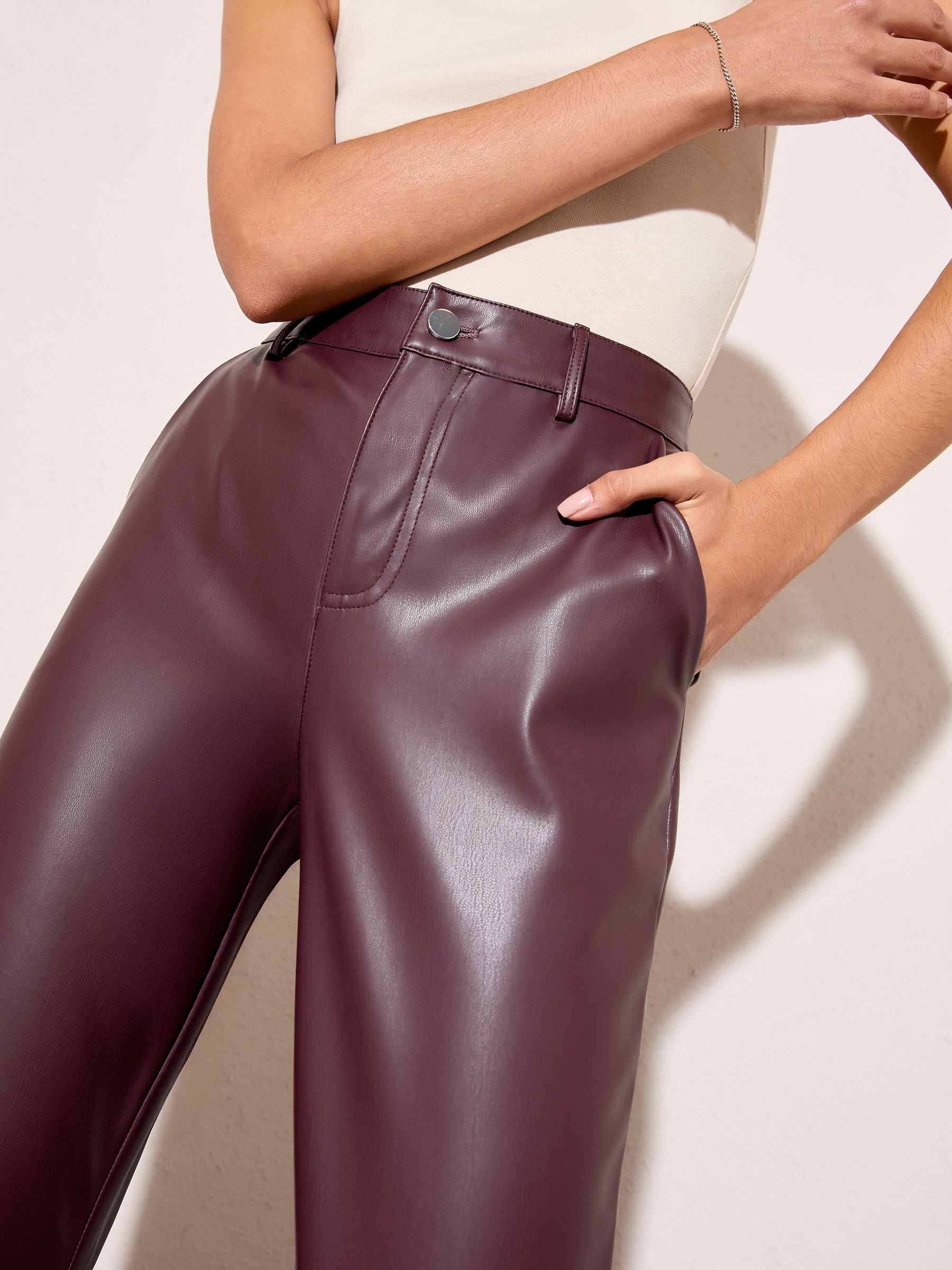 Bessenrood - Friends Like These Faux Leather Straigh Leg Trousers