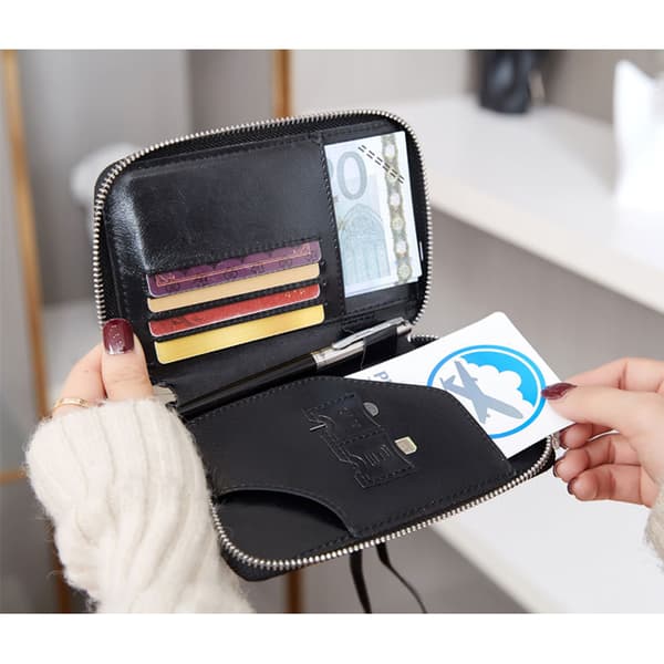 INF Passholder i svart PU-skinn med RFID-blokkering