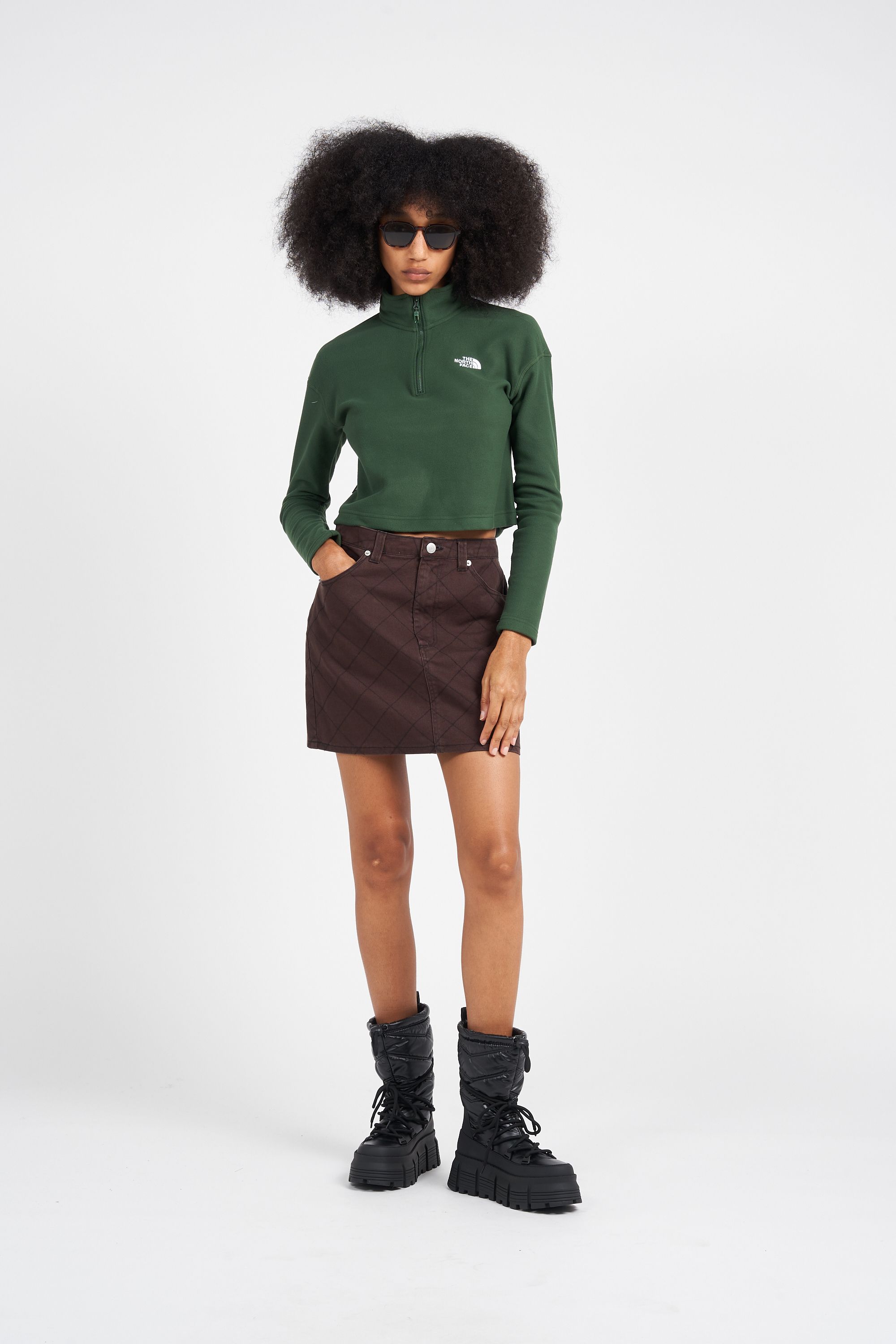 THE NORTH FACE Sweatshirt W 100 GLACIER CROPPED 1/4 ZIP Vert