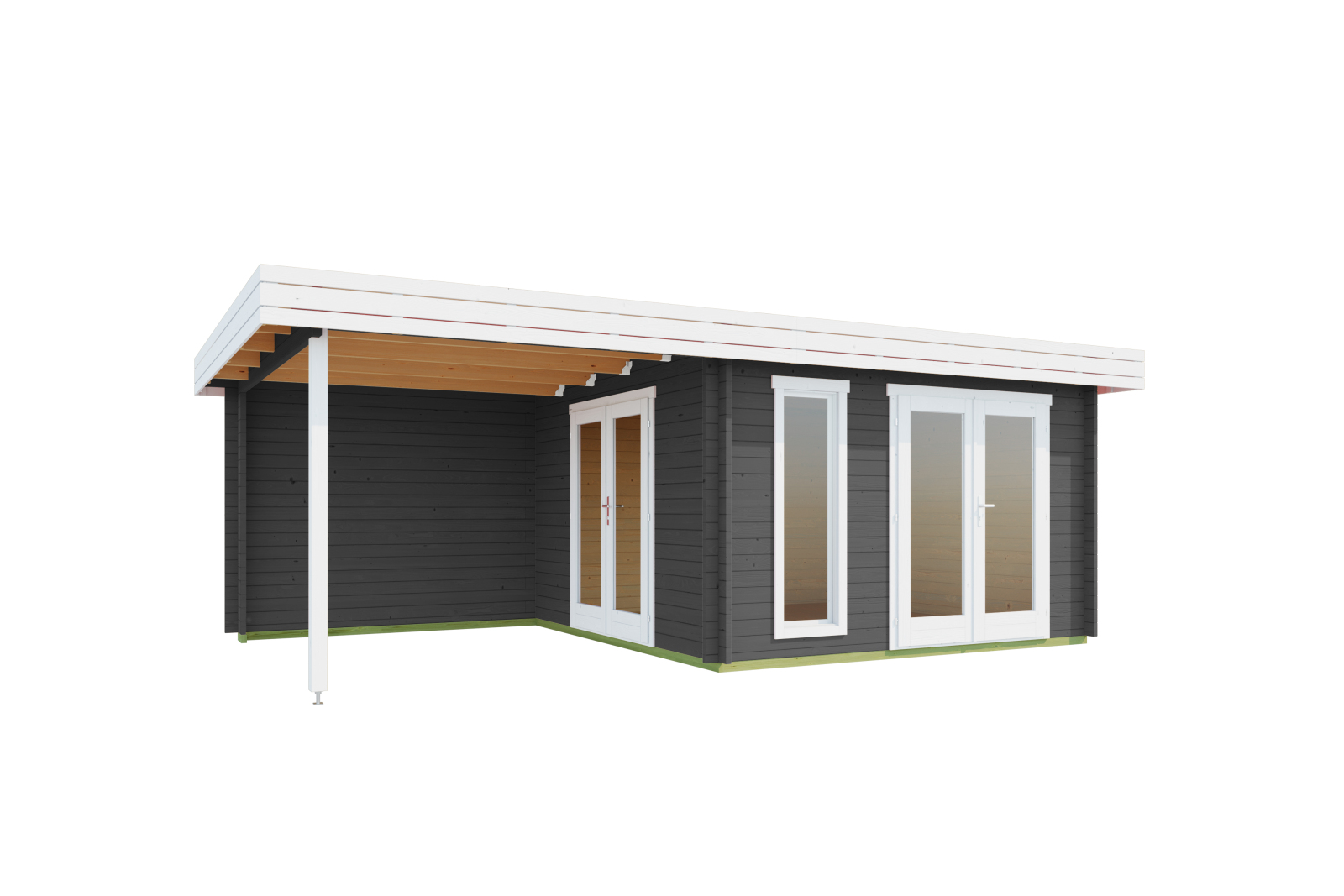 Gartenhaus ANDERS - carbongrau - Fichte massiv - 360x360 cm