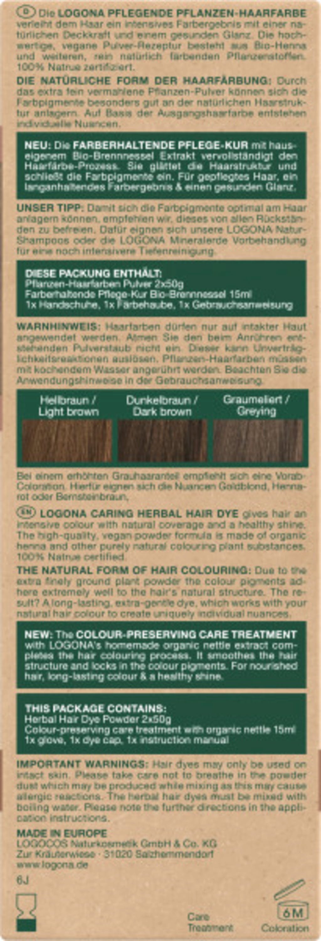 LOGONA  Pflanzen-Haarfarbe Pulver Aschbraun, 100 g