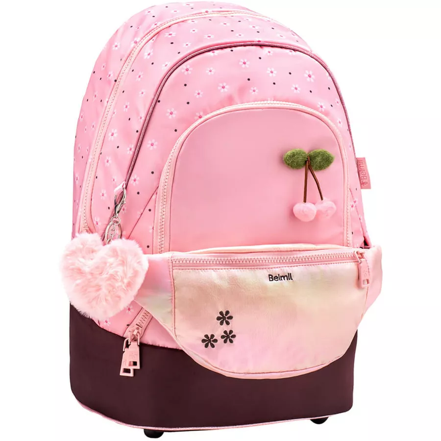 Belmil Schulrucksack 2-IN-1 Schulrucksack & Gürteltasche Cherry Blossom