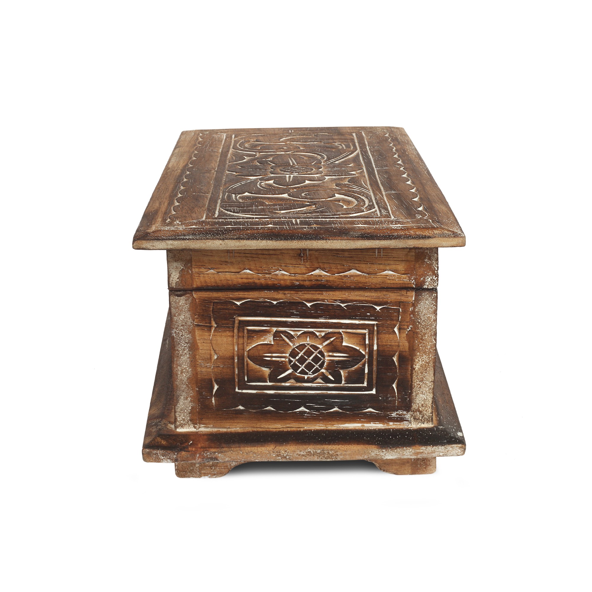 3er-Set Truhe mit Blumenmotiv, aus Albesiaholz von fischer's lagerhaus