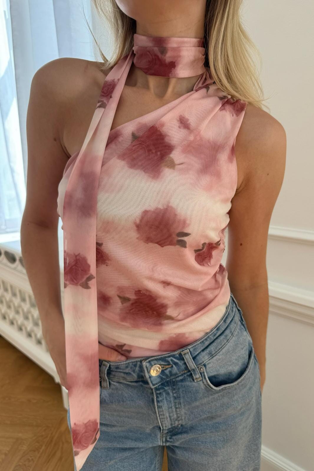 BYIC Ellieic Mesh Top rp rose print