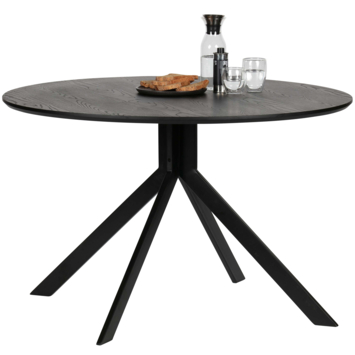 WOOOD eettafel Bruno zwart MDF ø 120 cm