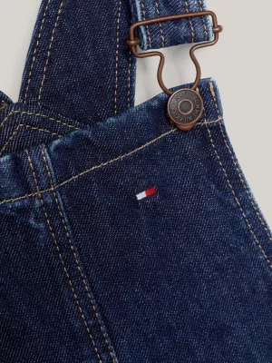 Vestido jardineira curto jeans
