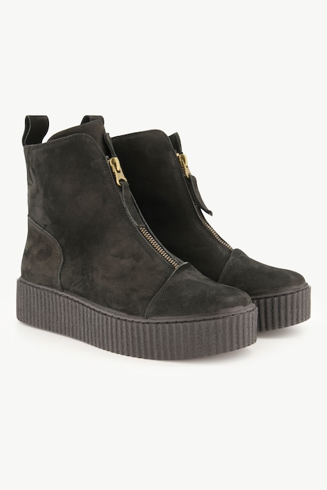 Leder-Boots, Wechselfußbett, Plateau-Absatz, Weite H