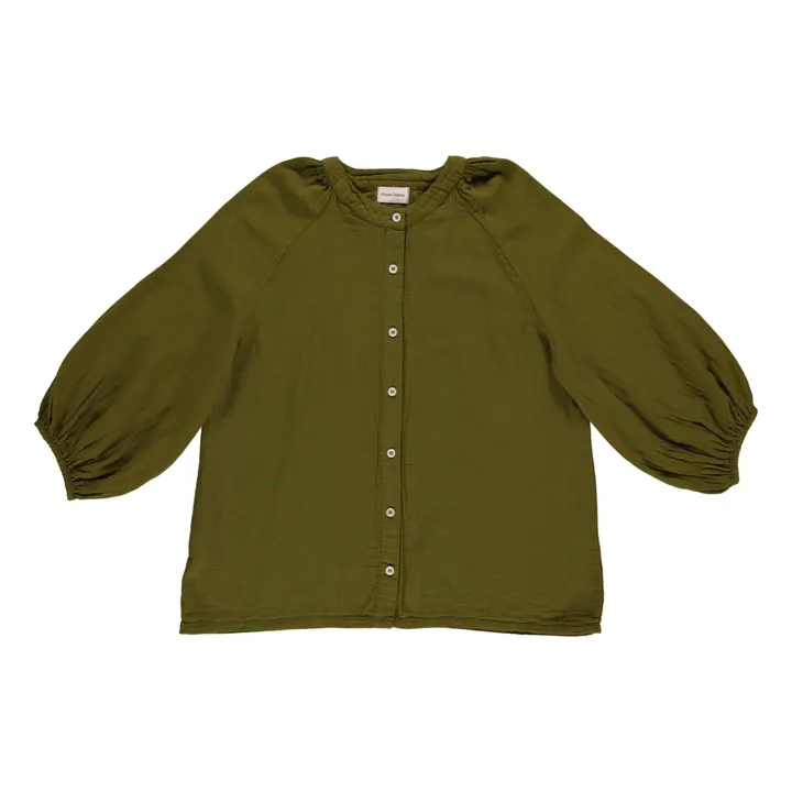 Poudre Organic Blouse Onagre Double Gaze de Coton - Collection Femme | Vert kaki
