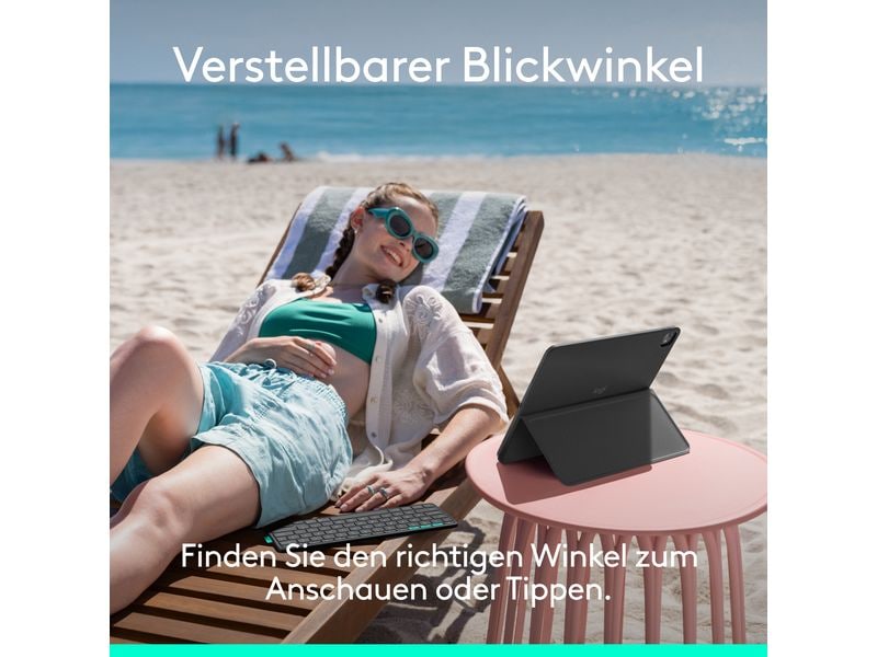 Logitech Tablet Tastatur Cover Flip Folio iPad Pro & Air13 Vielseitiges iPad Cover mit verstaubarer Tastatur