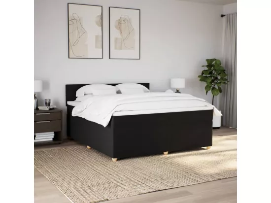 Sommier à lattes de lit avec matelas Noir 180x200 cm Tissu