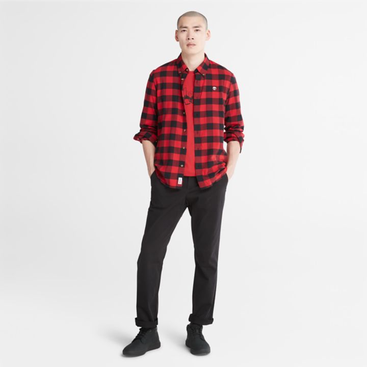 Camisa xadrez de manga comprida Mascoma River para homem, na cor vermelha.