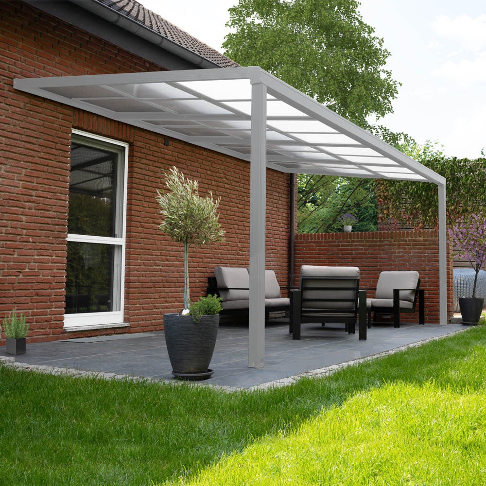 Home Deluxe - SOLIS DELUXE Terrasoverkapping - Wit, 290 x 295 x 233 / 272 cm - incl. schuifdakfunctie - incl. dubbelwandige polycarbonaatplaten, bevestigingsmateriaal | Pergola Cover Terrasoverkapping