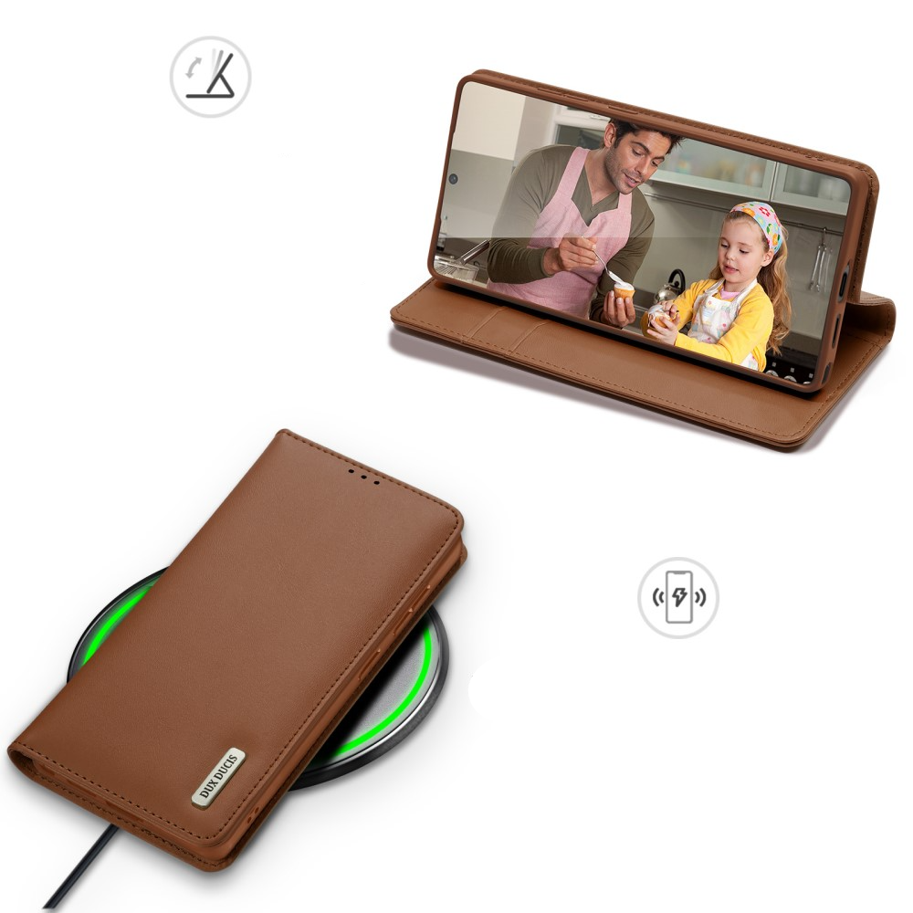 Samsung Galaxy S25 Ultra Flip Wallet Cover Echtleder Tasche (RFID Schutz) - Braun