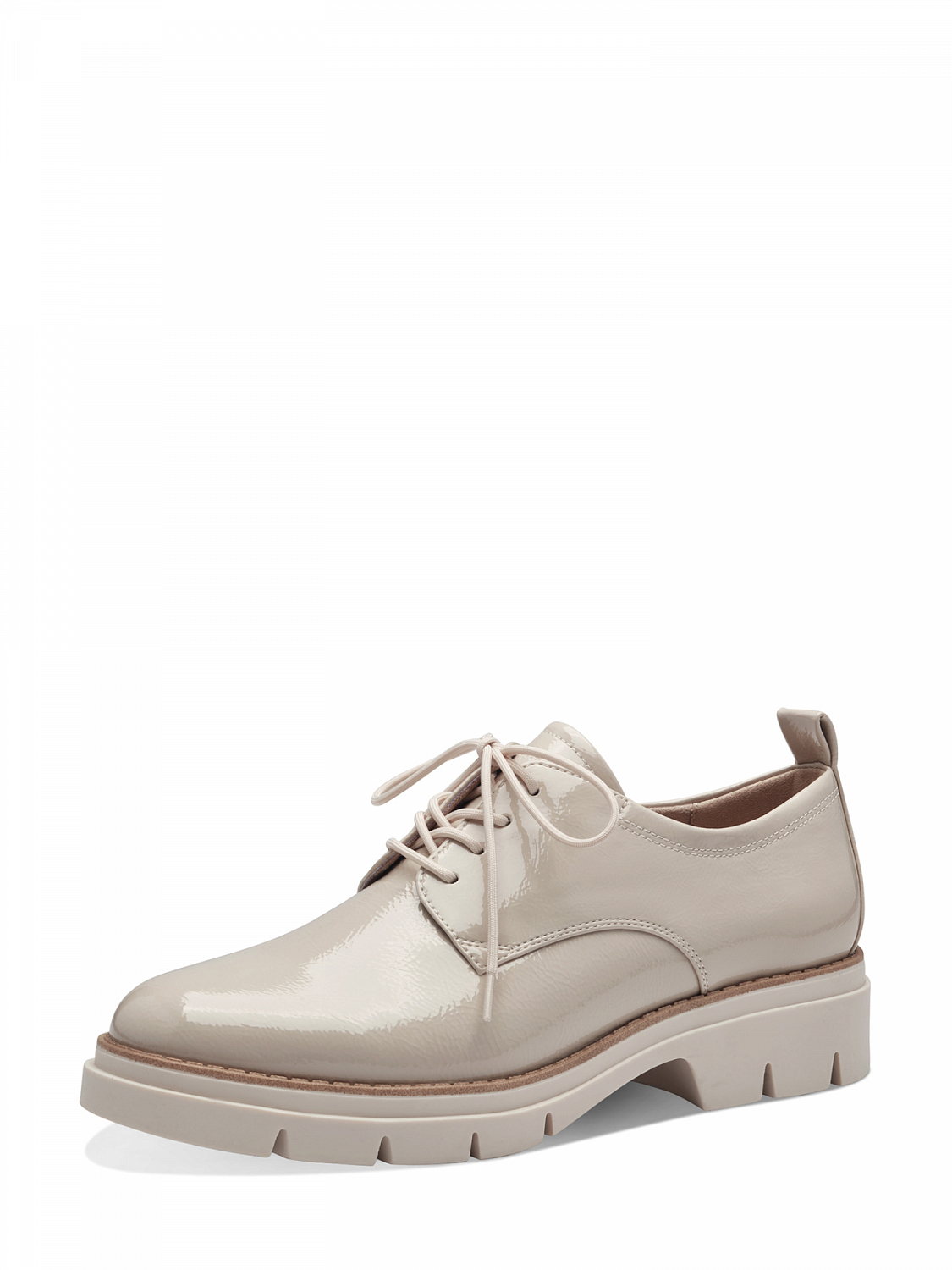 Tamaris Beige Patent Snøresko