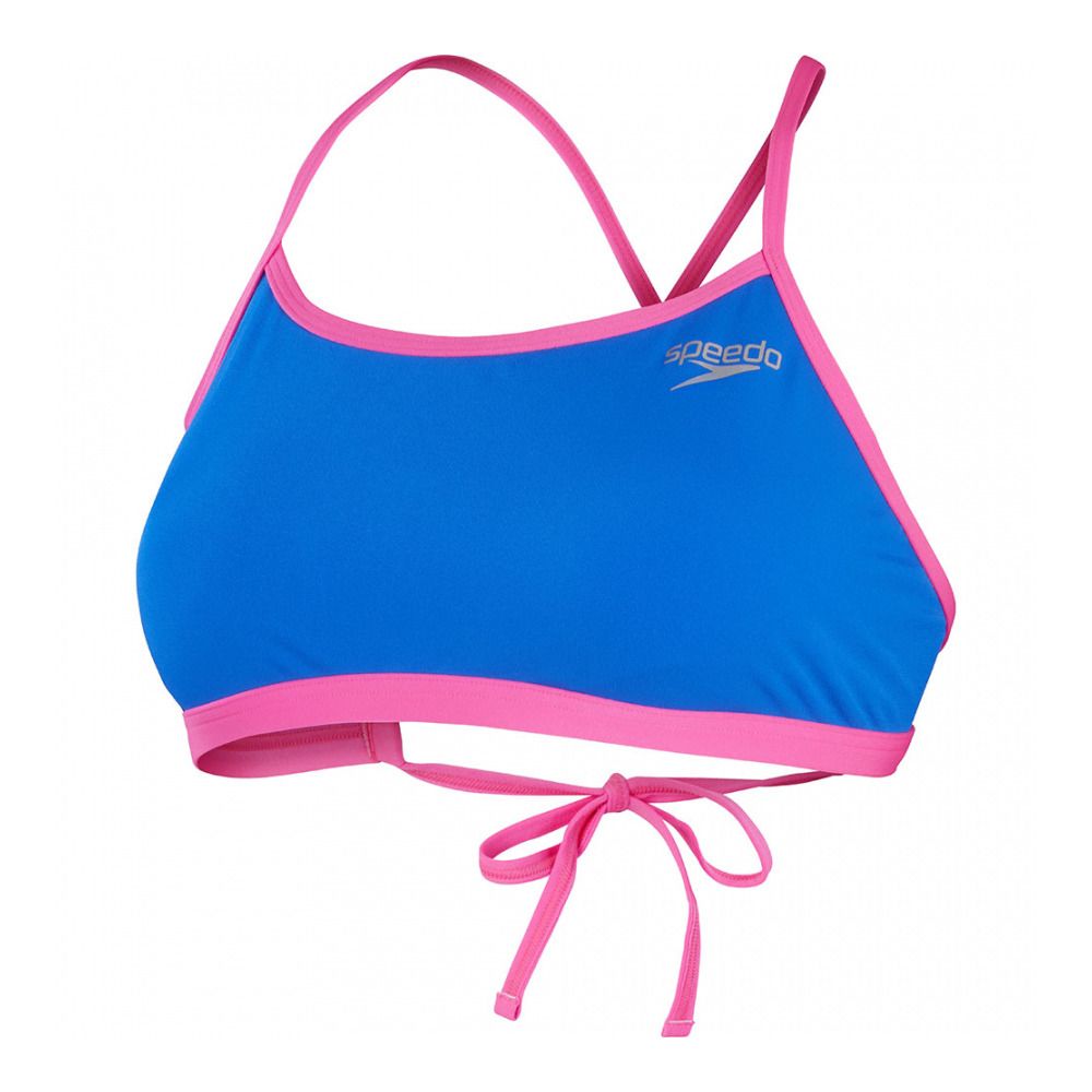 Speedo ECO+ SOLID TIE-BACK - Haut de maillot de bain Femme blue/pink