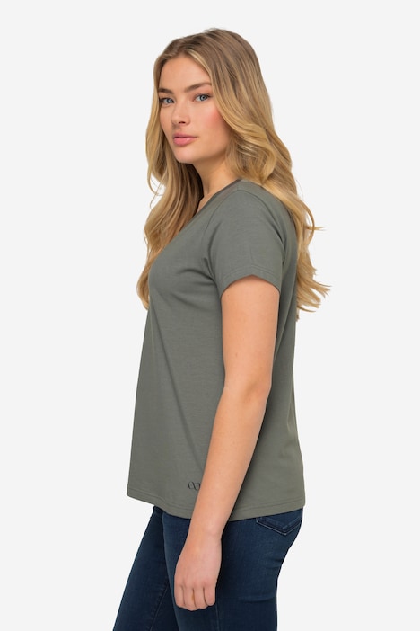 T-Shirt, kleiner Knoten Print, V-Ausschnitt, Halbarm, OEKO-TEX MIG